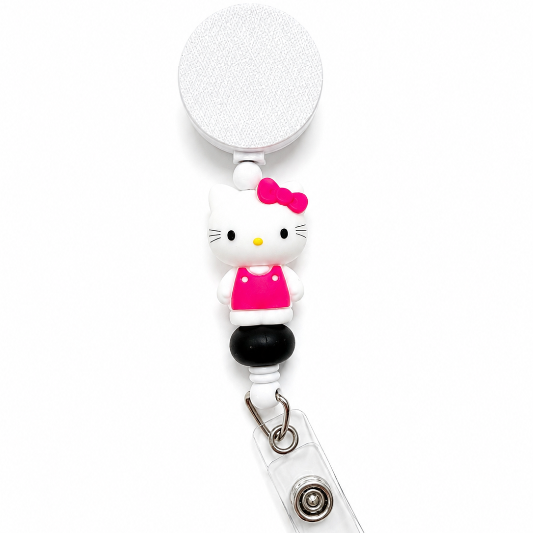 Well Hello There Kitty Interchangeable Badge Reel