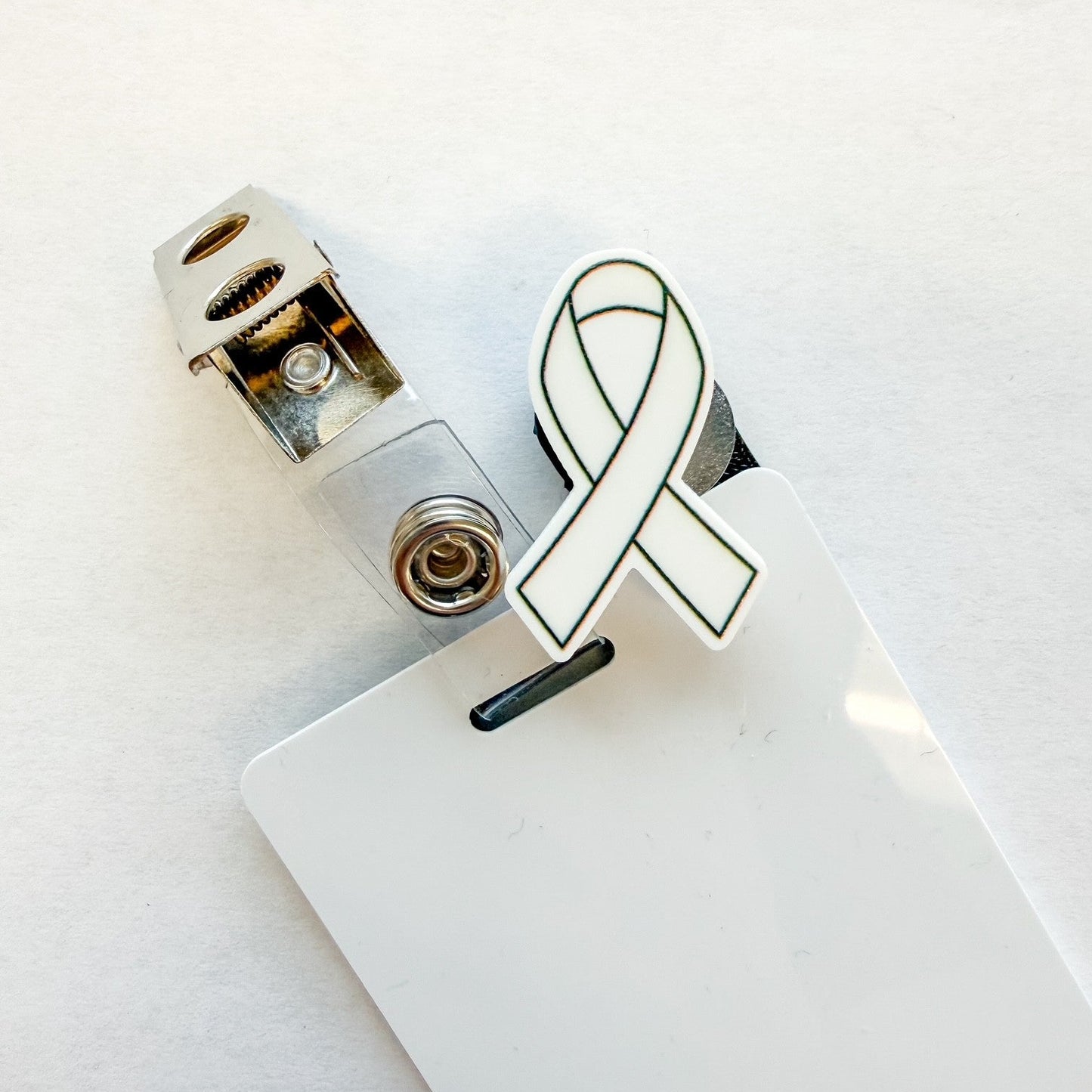 Badge Topper / CHARM COLLECTION - White Ribbon - Charm Only