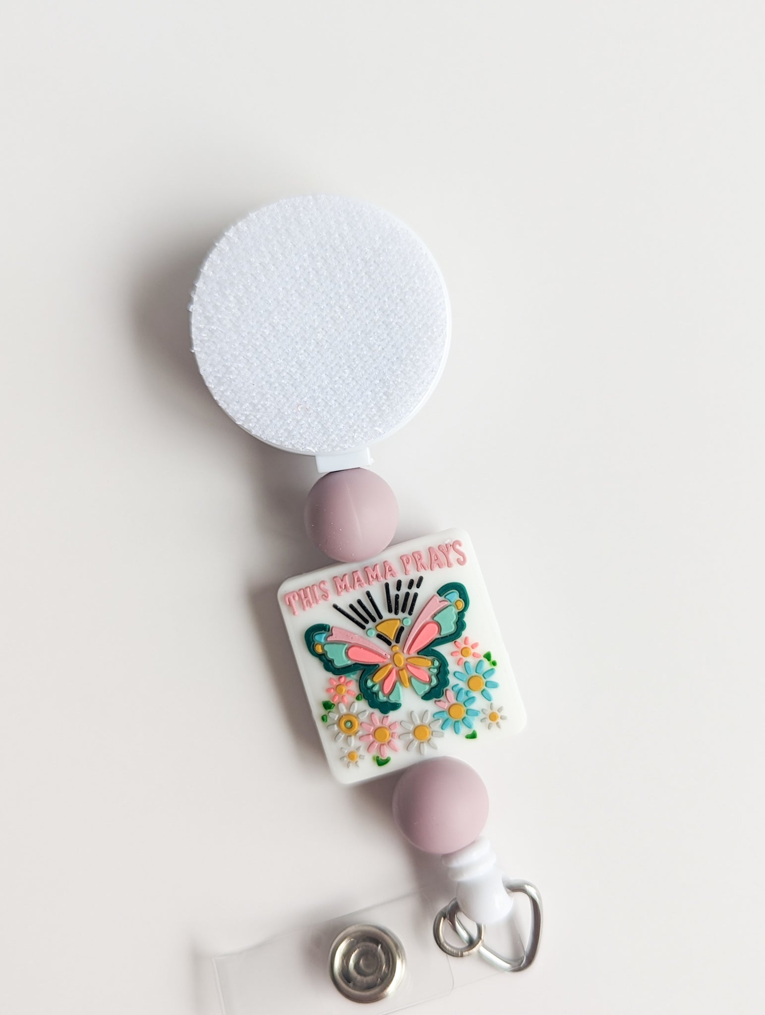 This Mama Prays Interchangeable Badge Reel