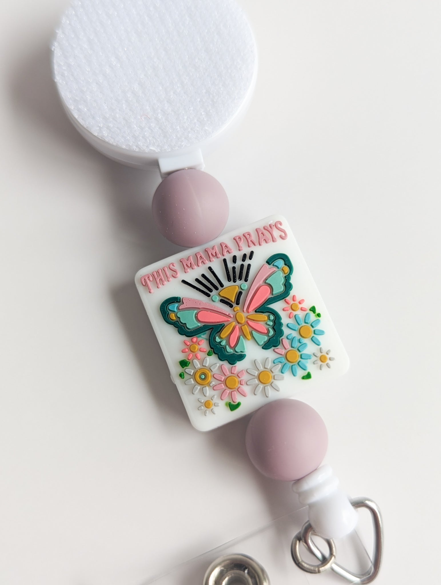 This Mama Prays Interchangeable Badge Reel