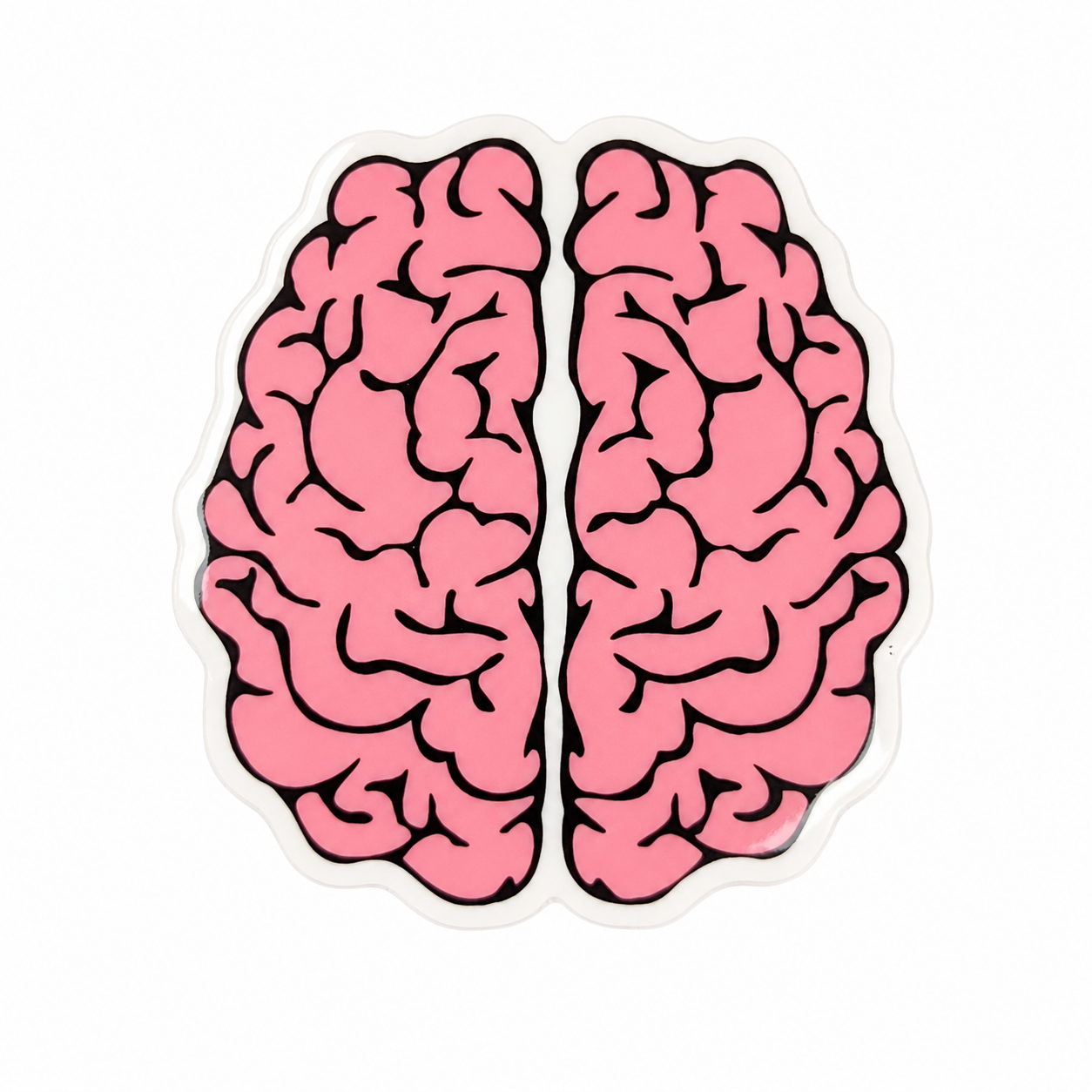 Brain plastic add-on featuring a realistic pink brain illustration, compatible with interchangeable badge reel bases for neurology and healthcare professionals.