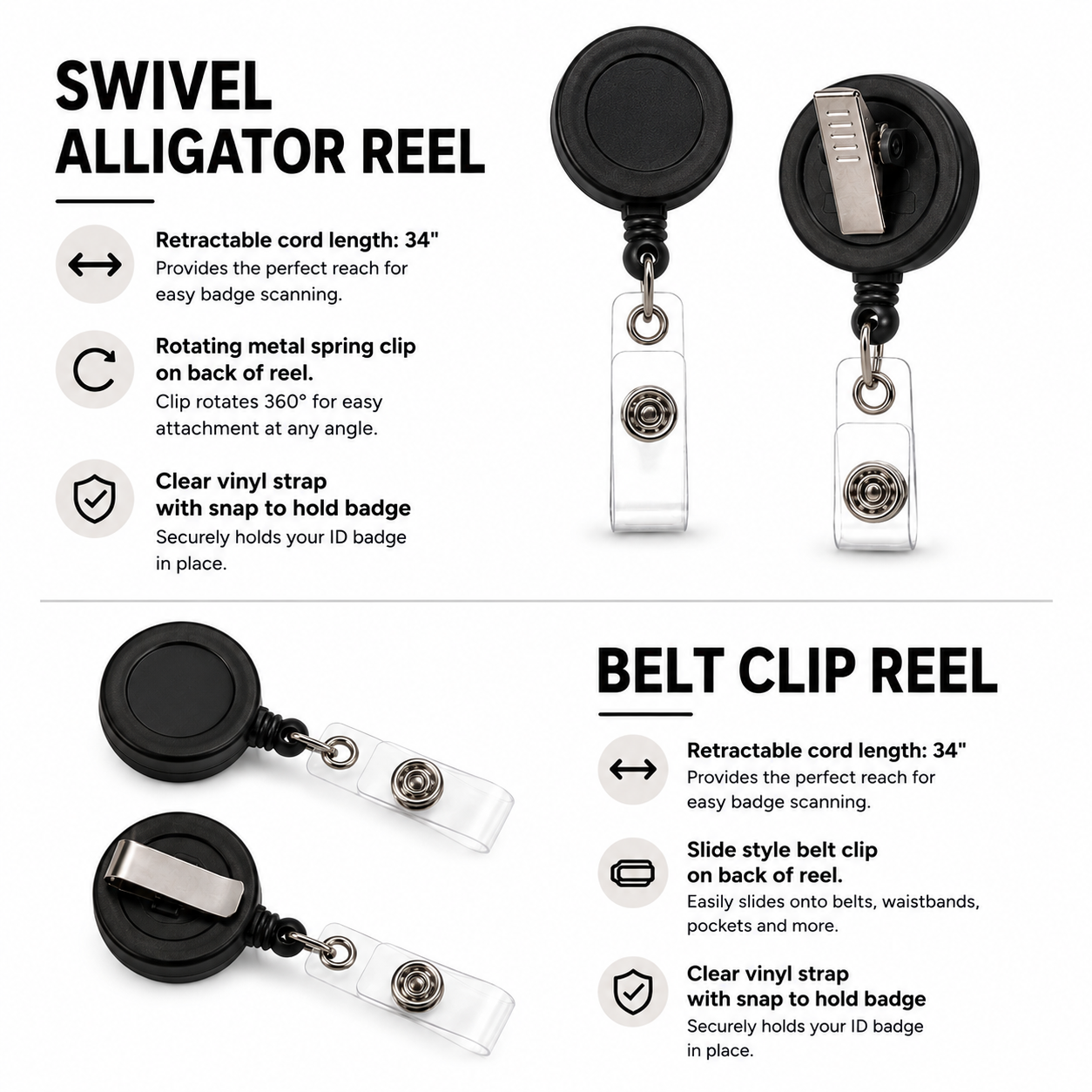 Basic Black Interchangeable Extra Badge Reel