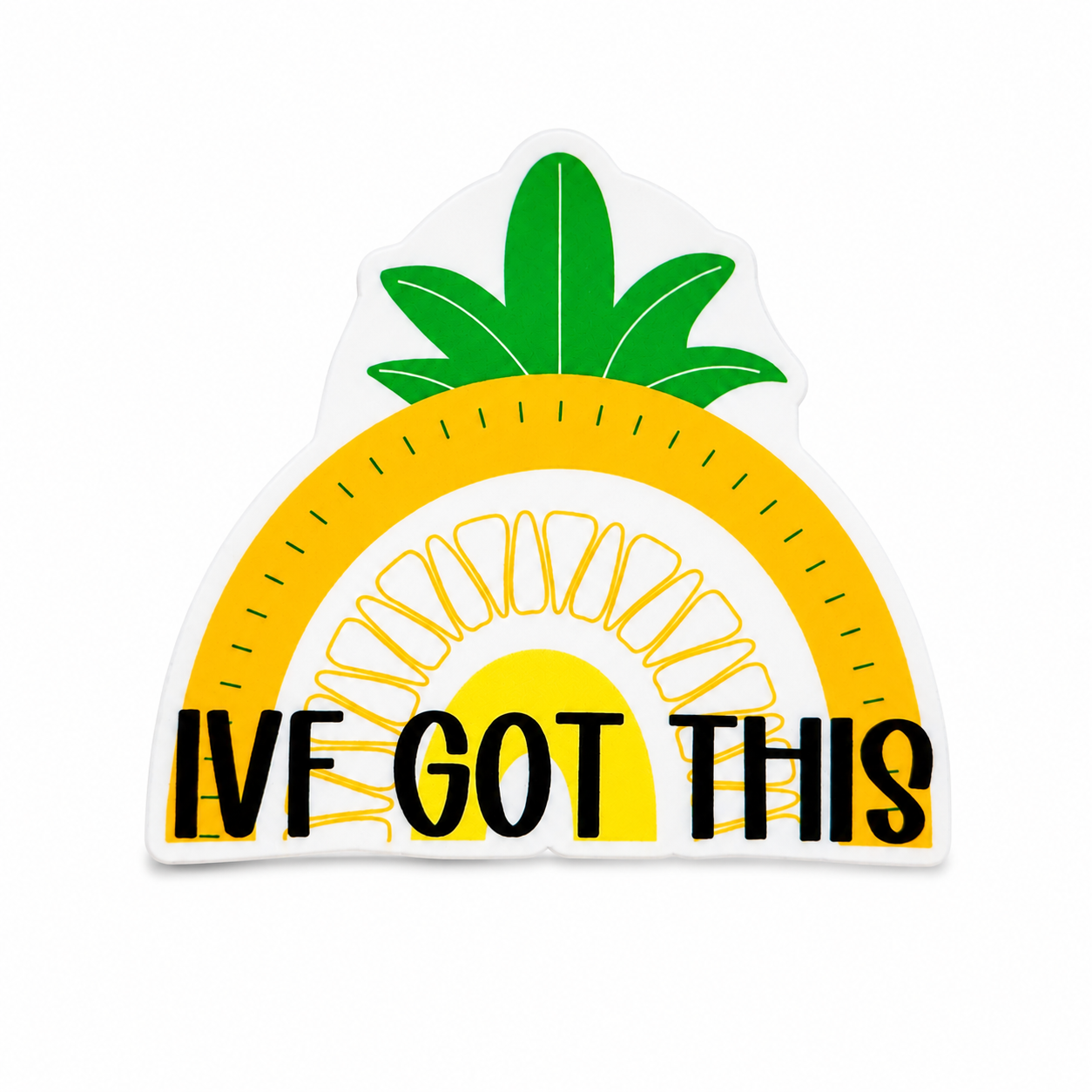 IVF GOT THIS plastic add-on featuring a pineapple-inspired design, compatible with interchangeable badge reel bases, fertility support accessory and motivational gift