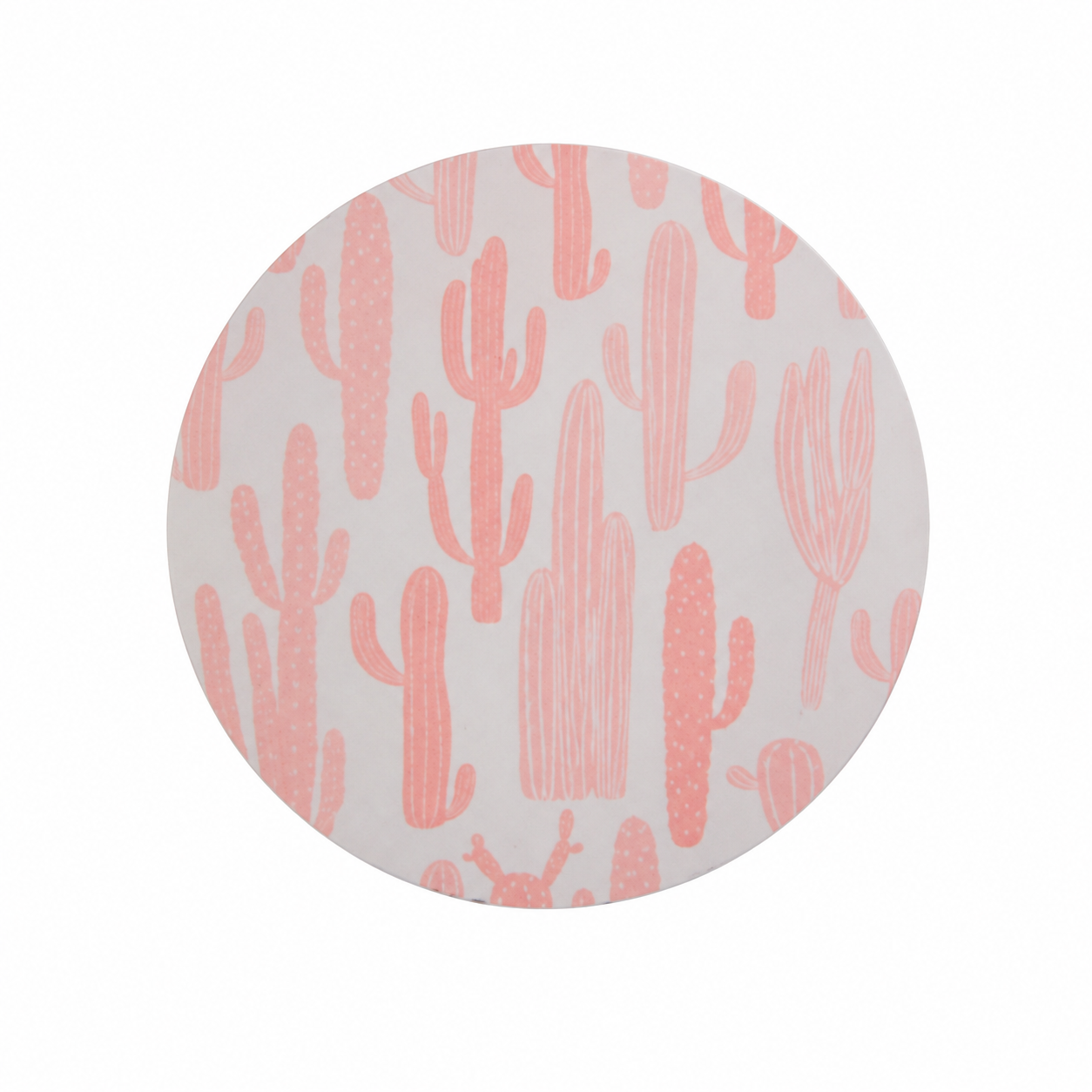 Pink Cactus hard board add-on featuring a repeating pastel cactus pattern on a blush pink background, compatible with interchangeable badge reel bases.