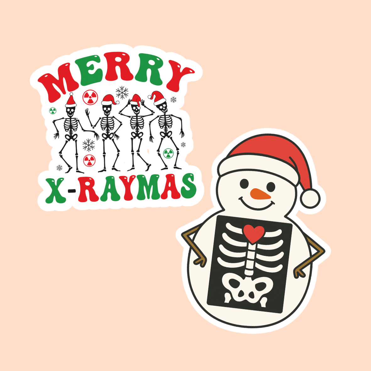 Merry X-RAYmas Add-On | Radiology Christmas Badge Topper | Funny X-Ray Tech Holiday Gift for Healthcare Workers | Plastic Add on