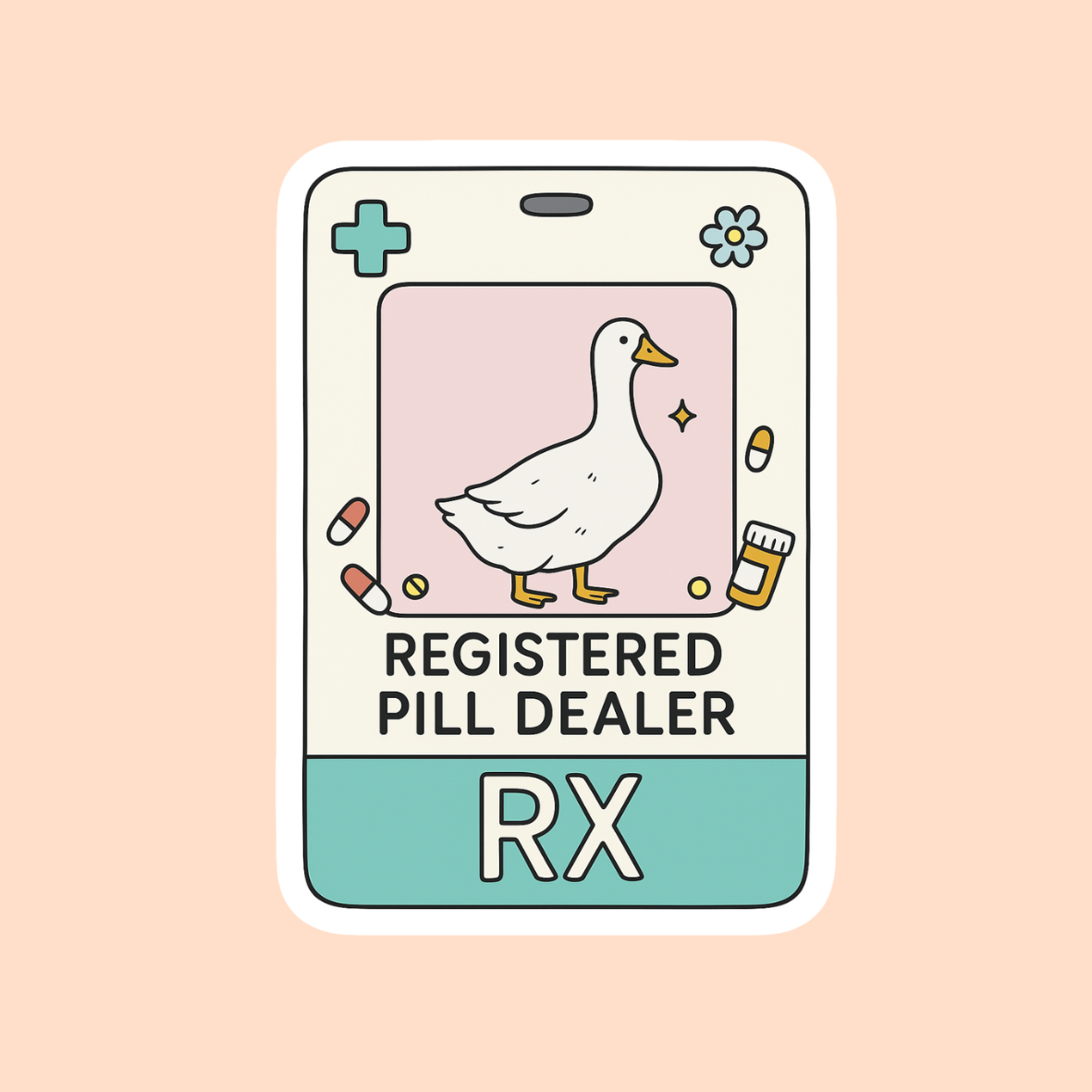 Registered Pill Dealer Add-On | Funny Pharmacist Badge Topper | RX Goose Gift for Pharmacy Techs & Nurses | PLASTIC Add on