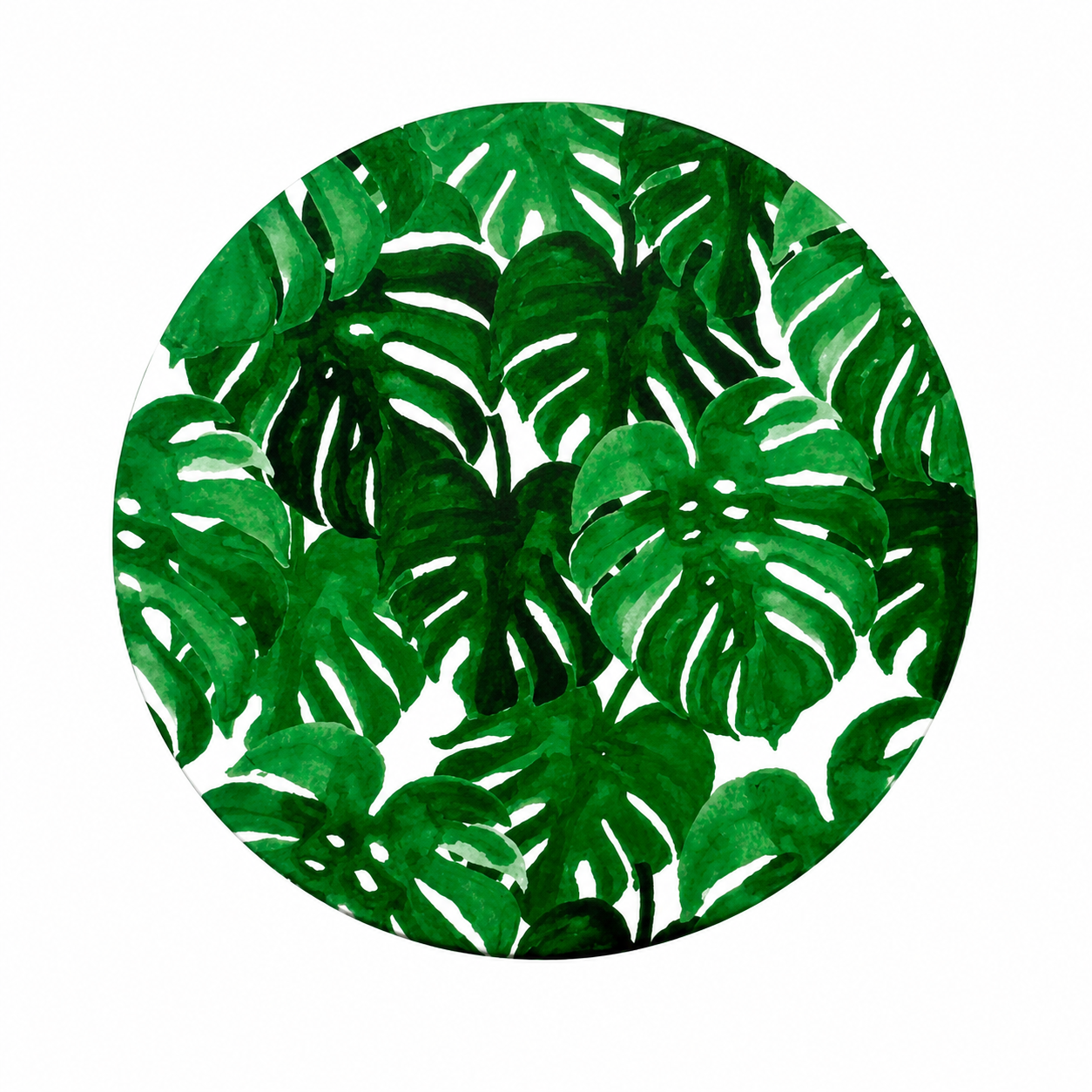 Tropical Monstera leaves hard board add-on featuring lush green monstera leaves in a botanical pattern, compatible with interchangeable badge reel bases.