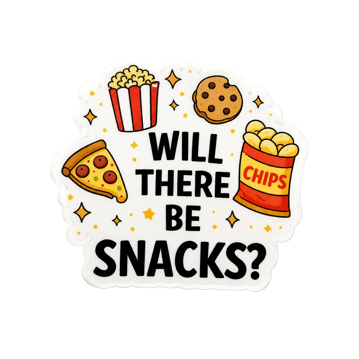 Will There Be Snacks plastic add-on for compatible interchangeable badge reel bases