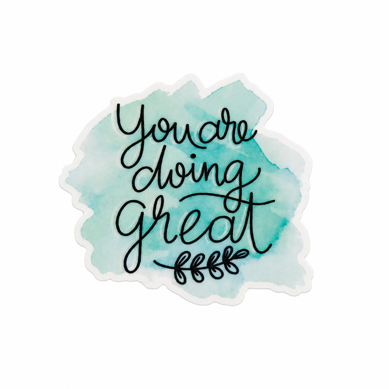 You Are Doing Great plastic add-on with teal watercolor background, compatible with interchangeable badge reel bases, inspirational work badge accessory.
