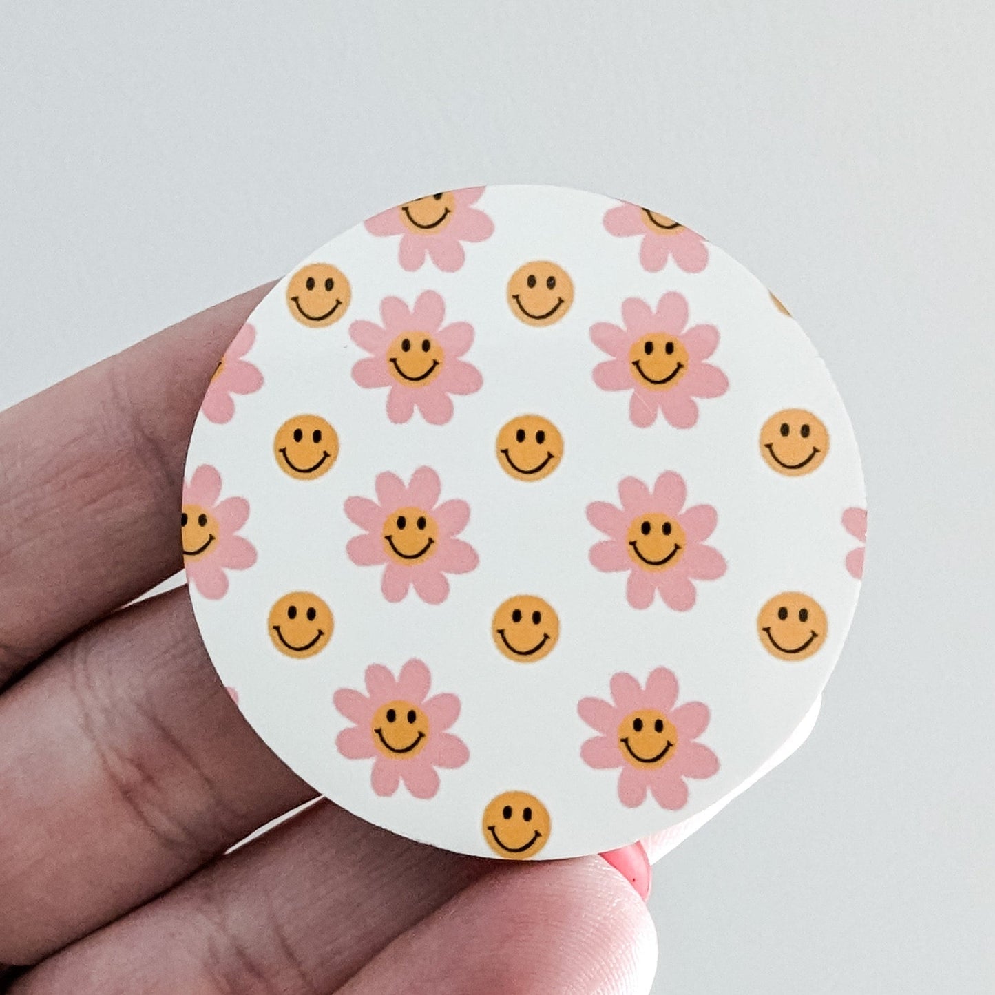 Pink Smile Face Flowers / Hardboard Add on / 2B47