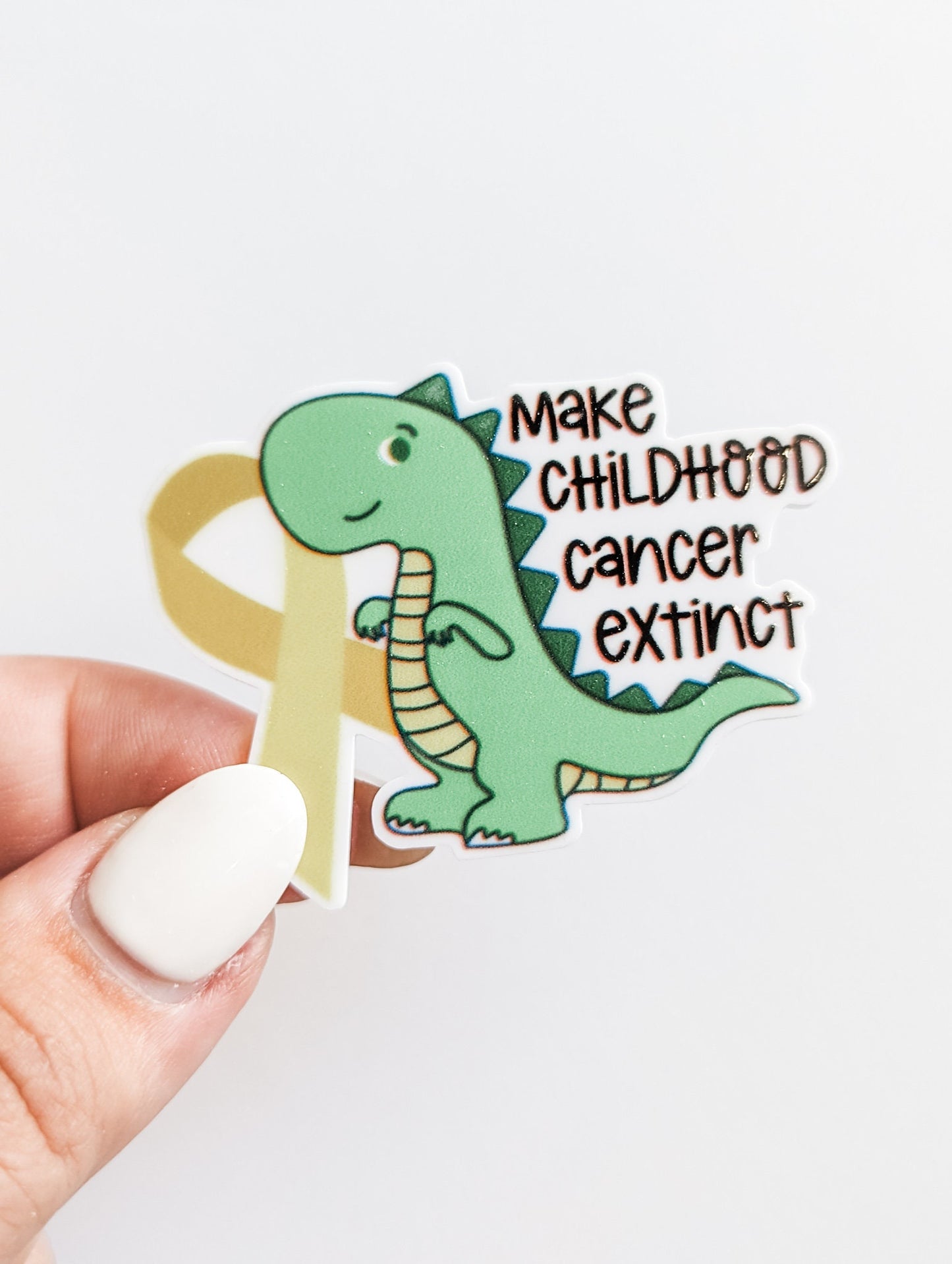 Make Childhood Cancer Extinct / Dinosaur / Childhood Cancer Awareness Gold / PLASTIC Add on / 14B24