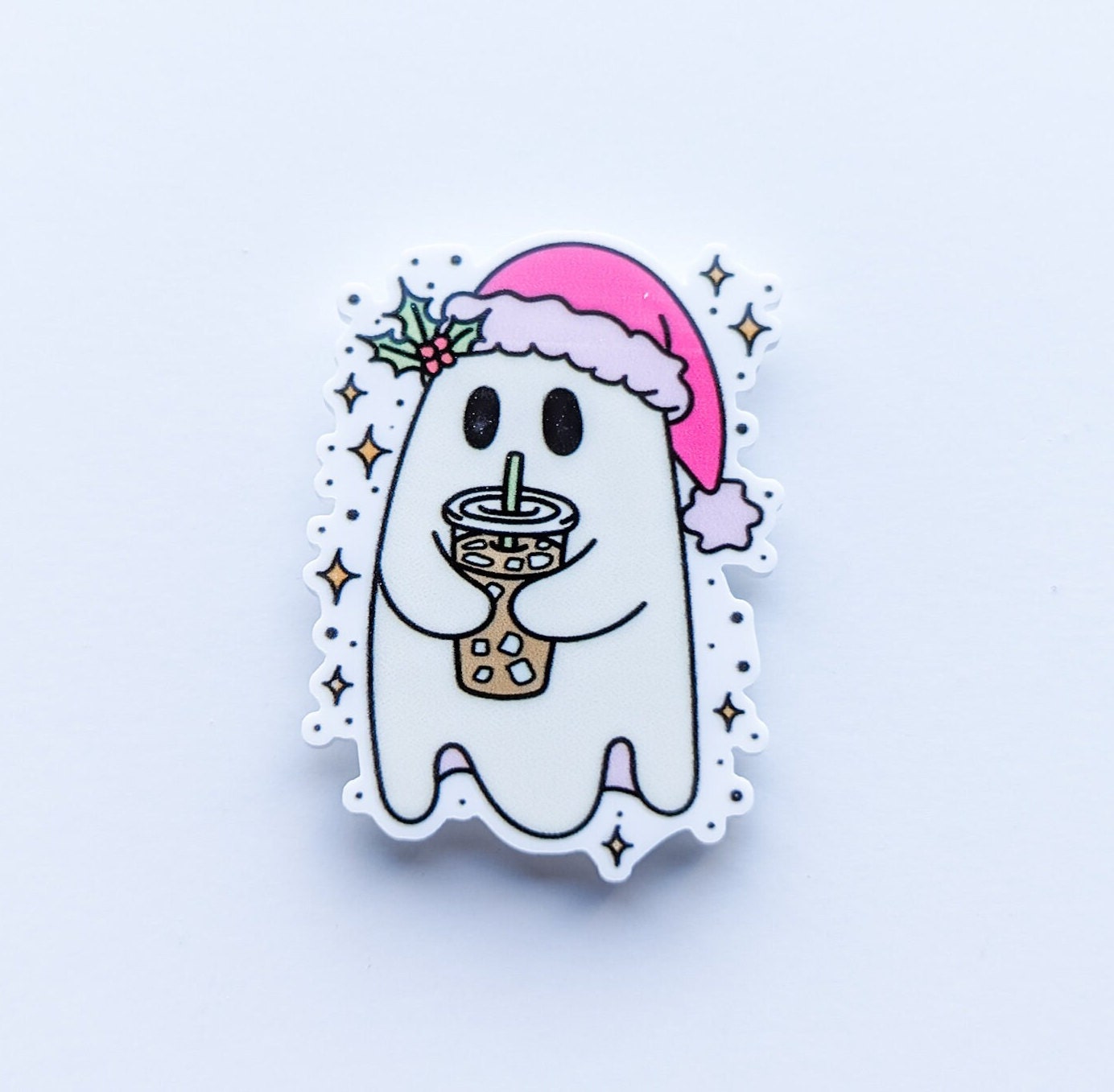 Ghost Christmas Iced Coffee / PLASTIC Add on / 14C45