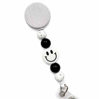White Smiley Face Interchangeable Badge Reel