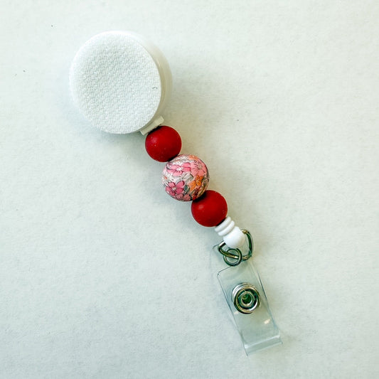 Raspberry Floral Interchangeable Badge Reel
