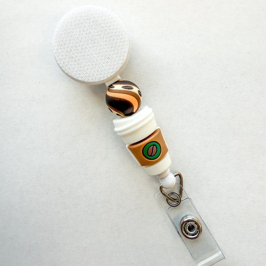 Coffee Cup Interchangeable Badge Reel