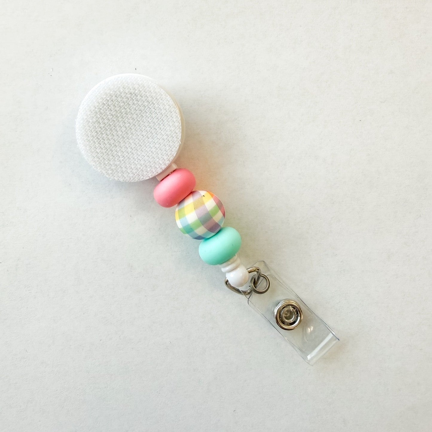 Rainbow Gingham Interchangeable Badge Reel