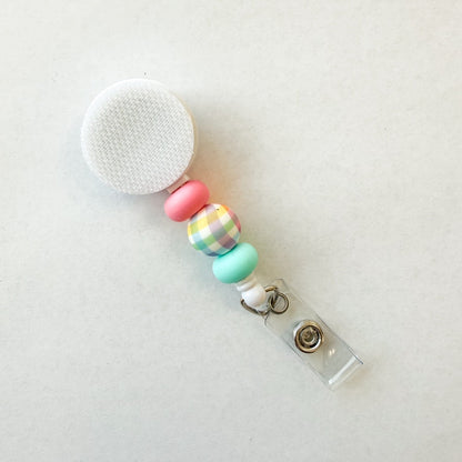 Rainbow Gingham Interchangeable Badge Reel