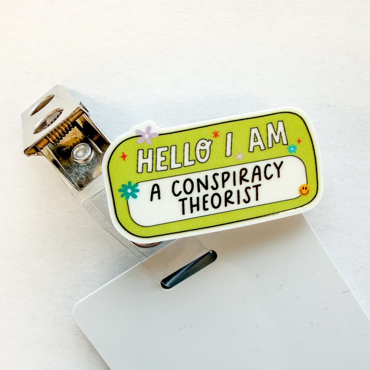 Badge Topper / CHARM COLLECTION - Hello I am Conspiracy Theorist - Charm Only