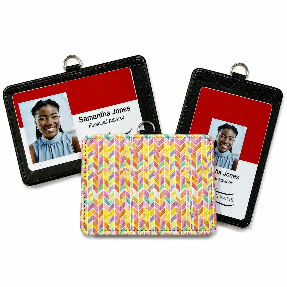 Rainbow Chevron ID Badge Holder