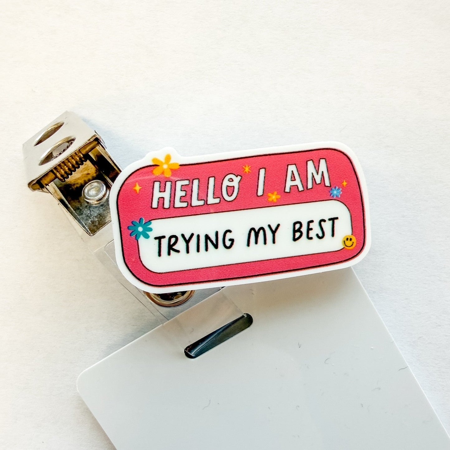 Badge Topper / CHARM COLLECTION - Hello I am trying my best - Charm Only