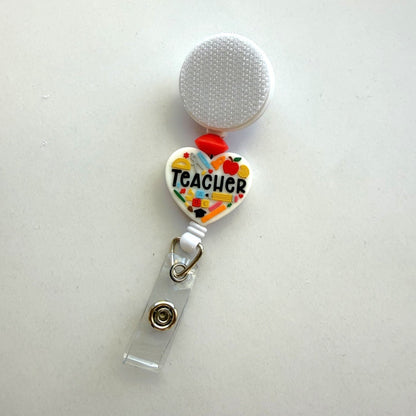 Teacher Heart Interchangeable Badge Reel