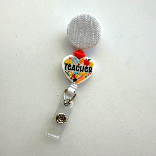 Teacher Heart Interchangeable Badge Reel
