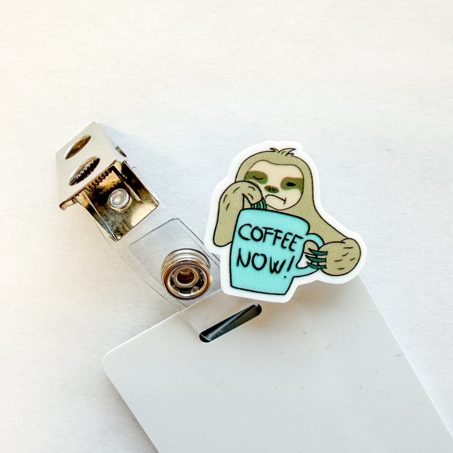 Badge Topper / CHARM COLLECTION - Coffee Now Sloth - Charm Only