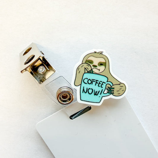 Badge Topper / CHARM COLLECTION - Coffee Now Sloth - Charm Only