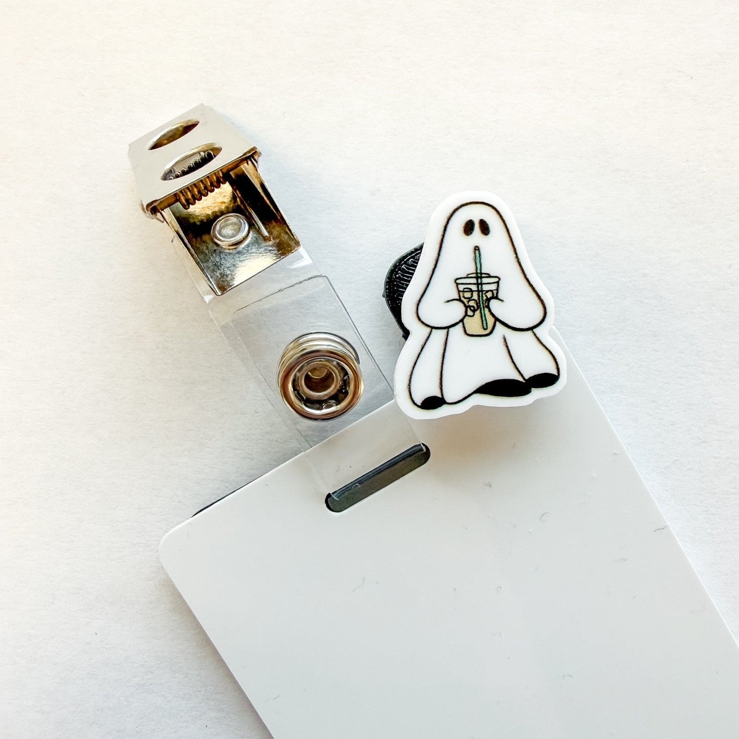 Badge Topper / CHARM COLLECTION - Ghost With Iced Coffee - Charm Only