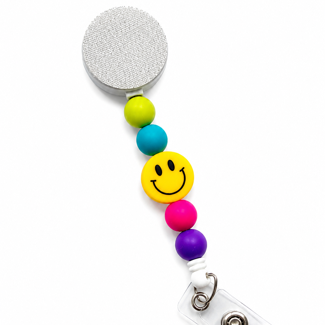 Yellow Smiley Face Interchangeable Badge Reel