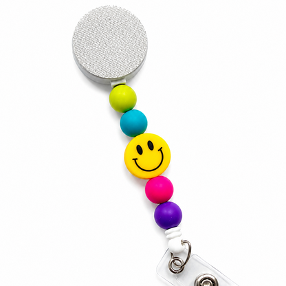 Yellow Smiley Face Interchangeable Badge Reel