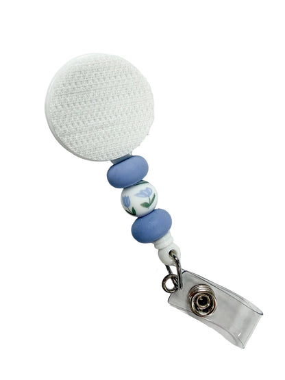 Blue Floral Interchangeable Badge Reel