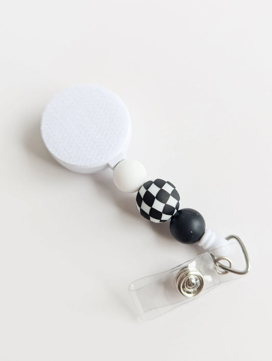 Checkered Retro Interchangeable Badge Reel