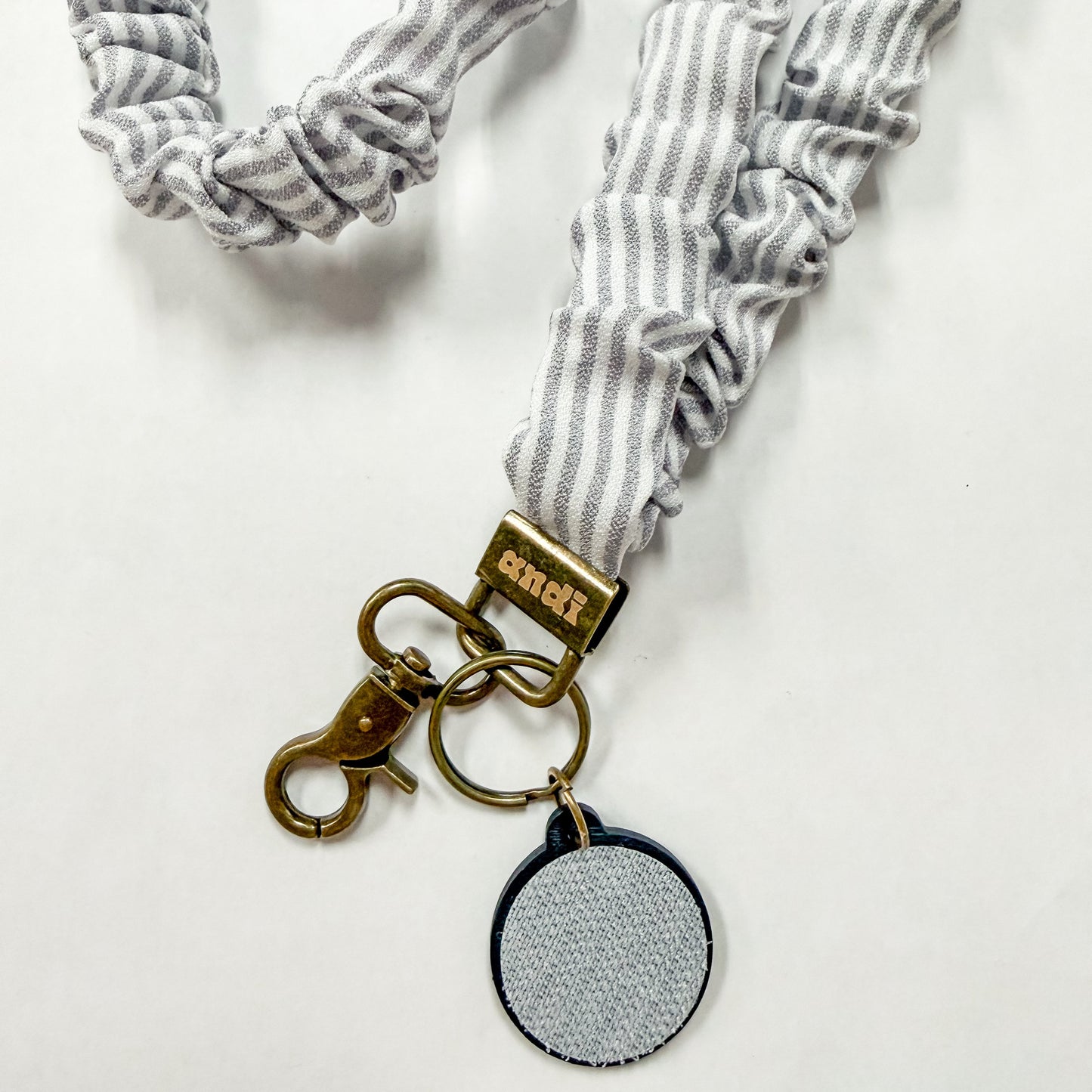 Gray Striped Interchangeable Andi Lanyard