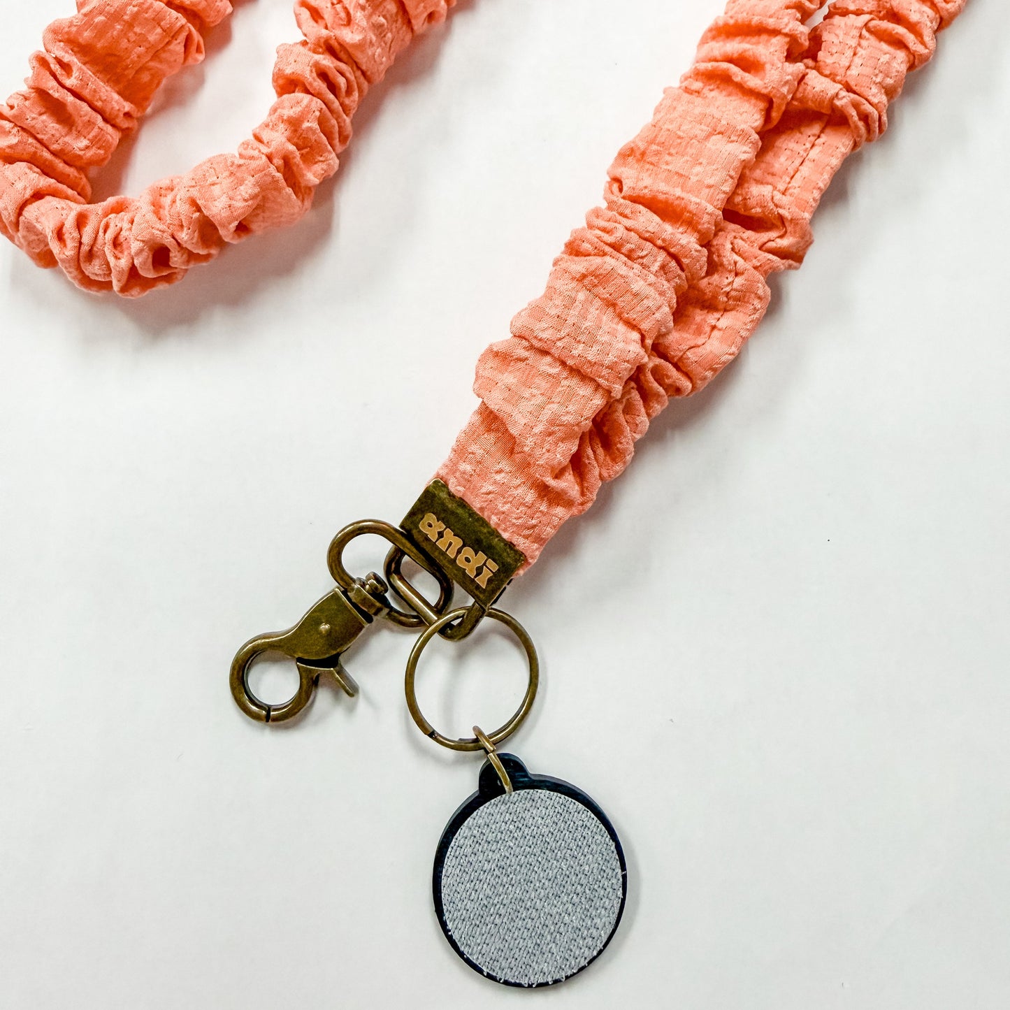 Coral Gingham Interchangeable Andi Lanyard