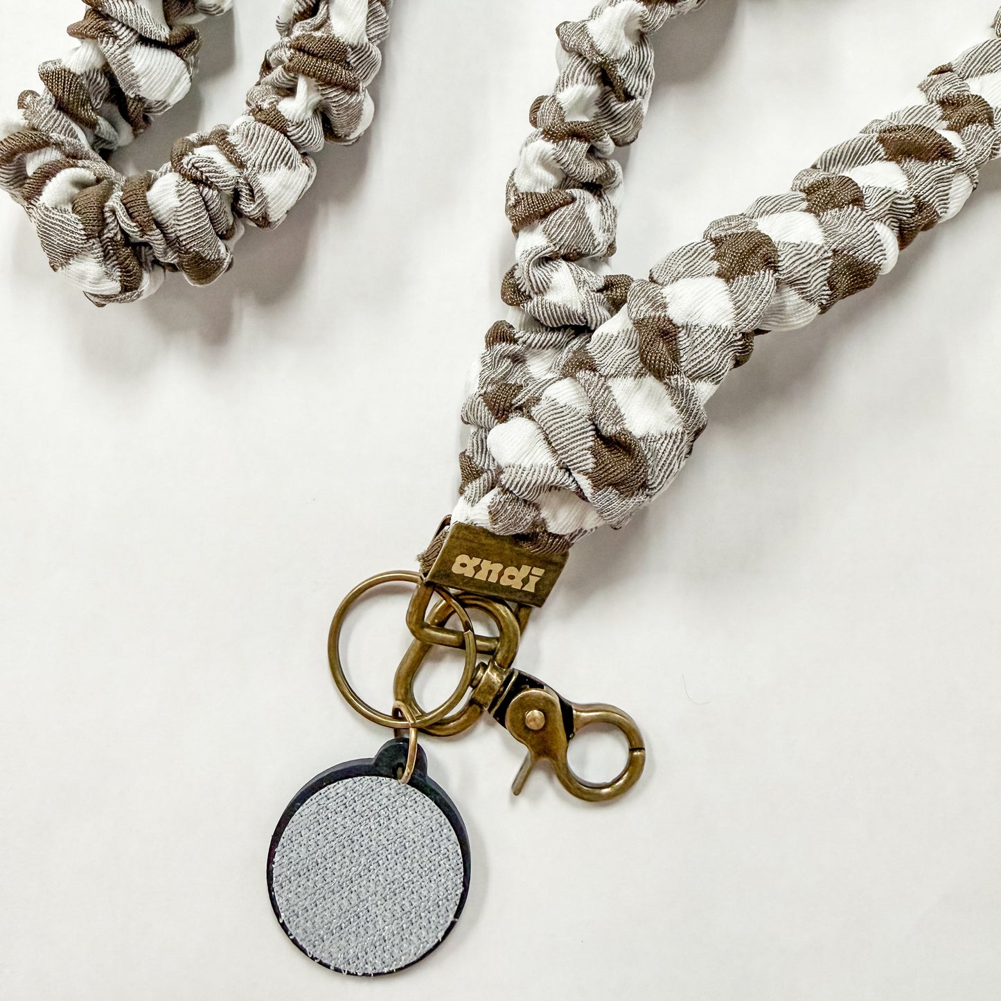 Brown Checkered Interchangeable Andi Lanyard