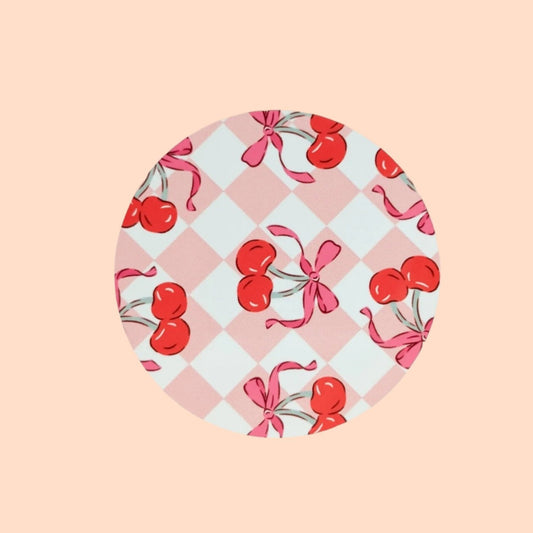 Checkered Cherry Heart Vday Valentines Day / Hardboard Add on