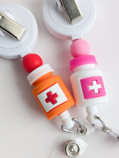 Pill Bottle / Pharmacy / Interchangeable Badge Reel