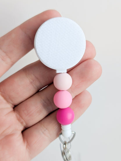 Decorative PINK Interchangeable Badge Reel