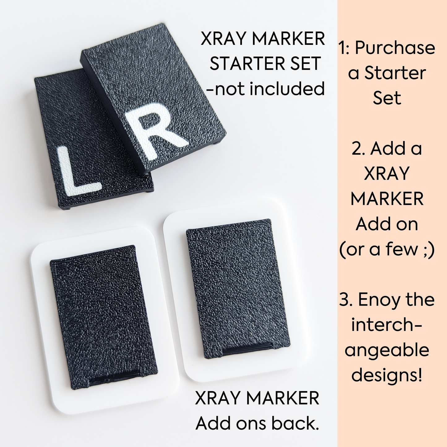 XRAY MARKER Add on / INDIVIDUAL - Xray Bone  / Interchangeable Add ons / 6C22/23