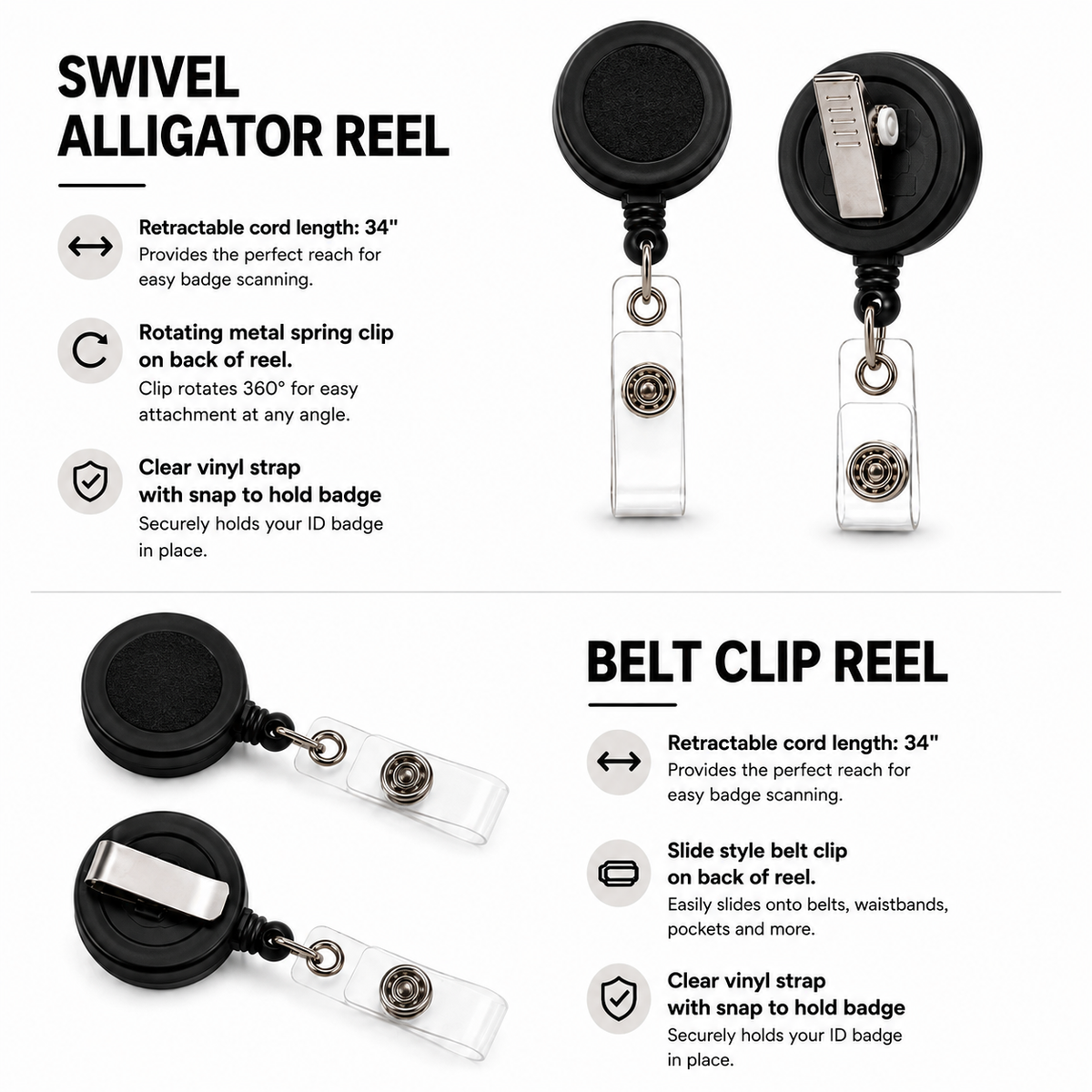 Basic Black | Interchangeable Extra Badge Reel