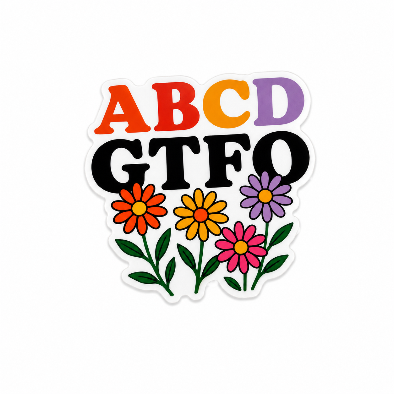 ABCD GTFO floral sarcastic plastic add-on for compatible interchangeable badge reel bases, funny cute work badge accessory for healthcare workers