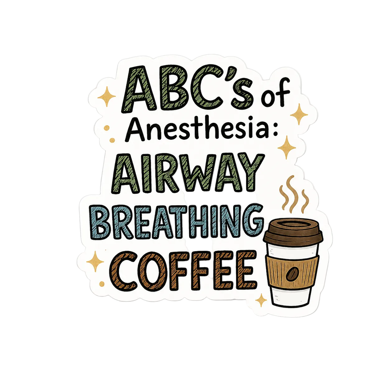 ABC’s of Anesthesia plastic add-on for compatible interchangeable badge reel bases
