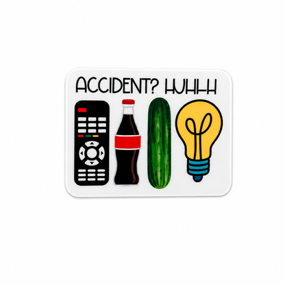 Accident? Huhhh remote soda cucumber light bulb plastic add-on for compatible interchangeable badge reel bases, funny emergency sarcasm work badge accessory