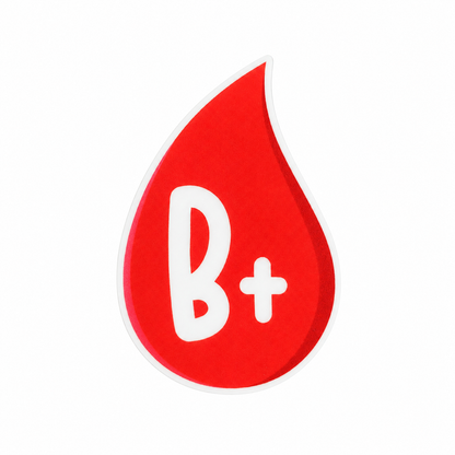 B+ plastic add-on featuring a red blood drop design, compatible with interchangeable badge reel bases, blood type healthcare accessory for nurses, phlebotomists, and lab workers
