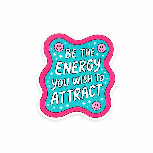 Colorful retro aesthetic plastic add-on with positive quote design for compatible interchangeable badge reel bases, cute healthcare worker accessory with pink and blue smiley aesthetic