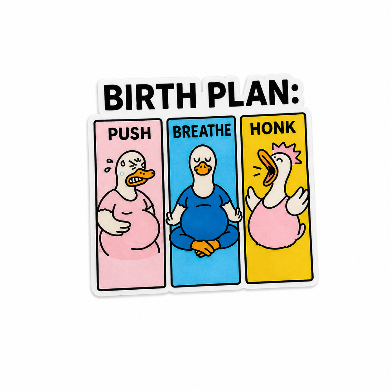 Birth Plan Push Breathe Honk goose plastic add-on for labor and delivery nurses, compatible with interchangeable badge reel bases