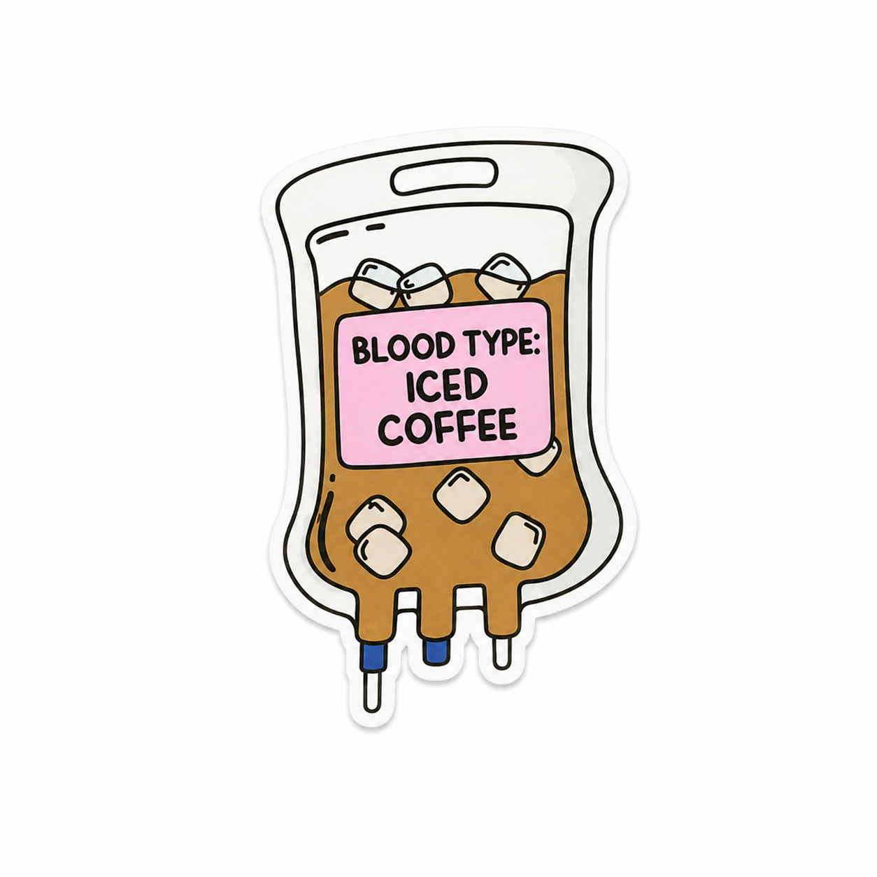 Blood Type Iced Coffee plastic add-on with IV bag coffee design compatible with interchangeable badge reel bases