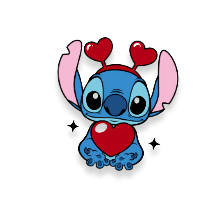 Character-inspired Valentine plastic add-on with heart details for compatible interchangeable badge reel bases