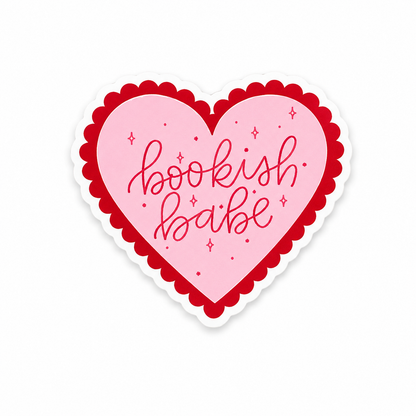 Pink heart bookish babe plastic add-on for compatible interchangeable badge reel bases